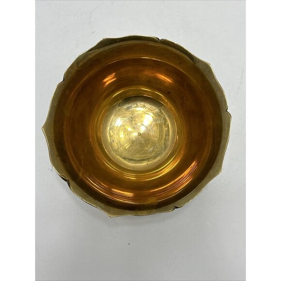 Vintage Small Brass Lotus Flower Bowl Trinket Jewelry Dish Candy Decor Home - Picture 2 of 7